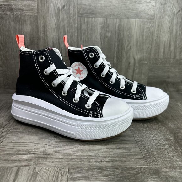Converse Move Hi Kids size 13 Black White Platform Shoes - Picture 5 of 8